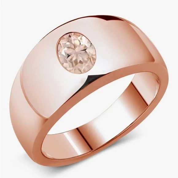 One Carat Peach Morganite Rose Gold Ring - Picture 3 of 7